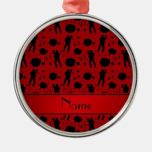 Gepersonaliseerde naam rood schildpadpatroon metalen ornament (Voorkant)