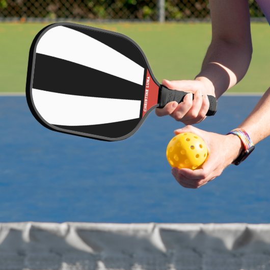 Gepersonaliseerde Naam Rood & Witte Strepen Twee T Pickleball Paddle (Insitu)