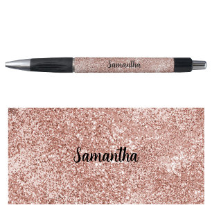 Gepersonaliseerde Naam Roos Goud Blush Roze Glitte Pen