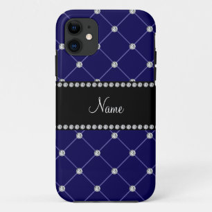 Gepersonaliseerde naam royal blue diamonds tuft Case-Mate iPhone case