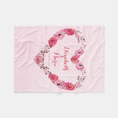 Gepersonaliseerde naam Roze Baby Meisje Bloemen Mo Fleece Deken (Voorkant (Horizontaal))