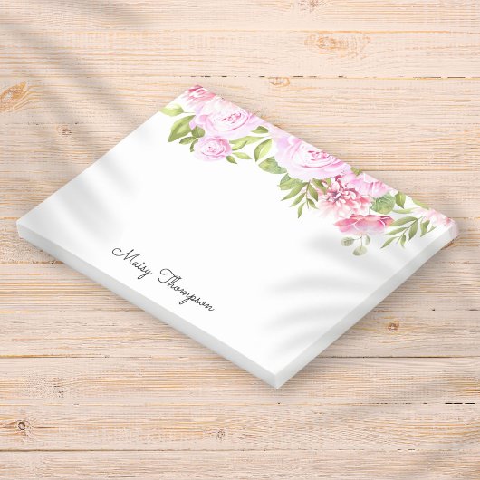 Gepersonaliseerde naam Roze Bloemen Script Post-it® Notes