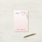 Gepersonaliseerde naam ROZE BLOEMIGE ROZEN Notitie Post-it® Notes (Op bureau)
