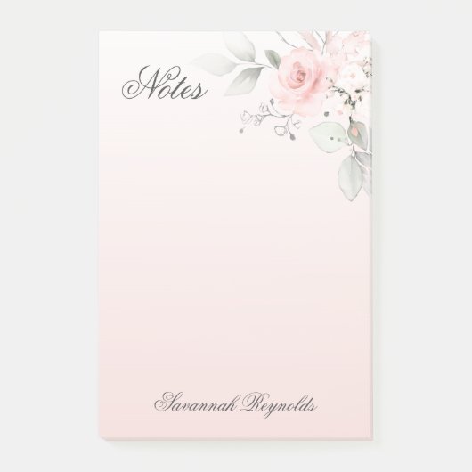Gepersonaliseerde naam ROZE BLOEMIGE ROZEN Notitie Post-it® Notes (Voorkant)
