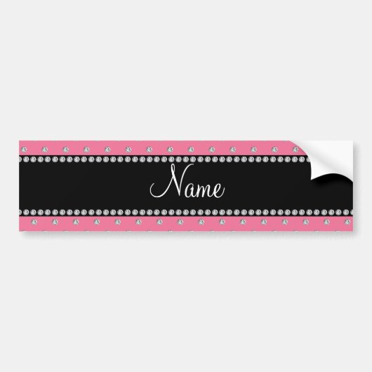 Gepersonaliseerde naam roze diamanten bumpersticker (Voorkant)