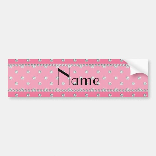 Gepersonaliseerde naam roze diamanten bumpersticker (Voorkant)