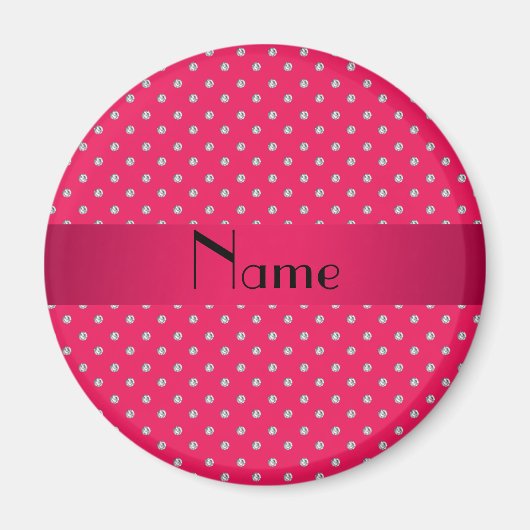 Gepersonaliseerde naam roze diamanten magneet (Voorkant)