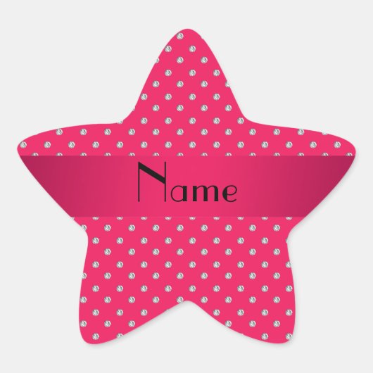 Gepersonaliseerde naam roze diamanten ster sticker (Voorkant)