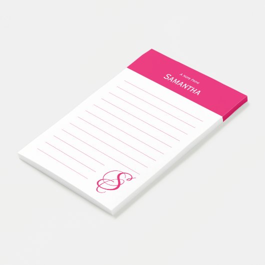 Gepersonaliseerde naam Roze Elegant Monogram Vol Post-it® Notes (Schuin)