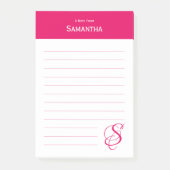 Gepersonaliseerde naam Roze Elegant Monogram Vol Post-it® Notes (Voorkant)