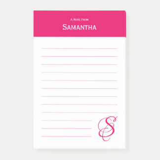 Gepersonaliseerde naam Roze Elegant Monogram Vol Post-it® Notes