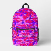 Gepersonaliseerde Naam Roze en Blauwe Camouflage Bedrukte Rugzak (Voorkant)