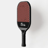 Gepersonaliseerde Naam roze en zwart Checker Patro Pickleball Paddle (Links)