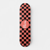 Gepersonaliseerde Naam roze en zwart Checkerboard Persoonlijk Skateboard (Voorkant)