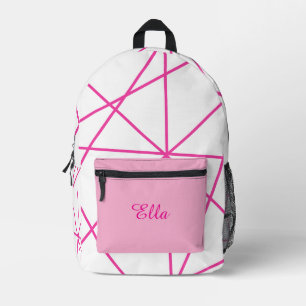 Gepersonaliseerde naam roze geometrische patroon m bedrukte rugzak