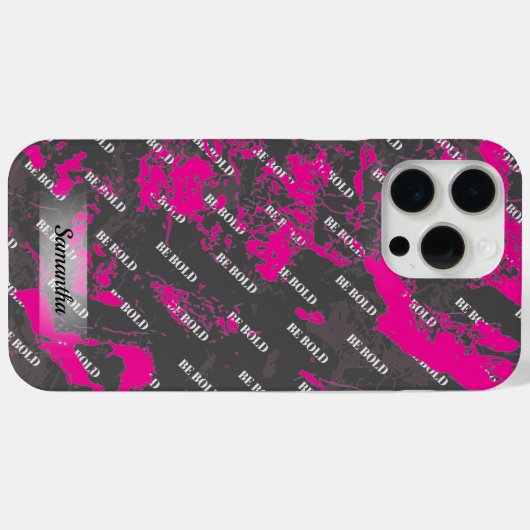 Gepersonaliseerde naam Roze Grijs Marmer Case-Mate iPhone Case (Achterkant (horizontaal))
