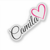 Gepersonaliseerde naam Roze Kalligrafie Hart Tekst Sticker (Voorkant)