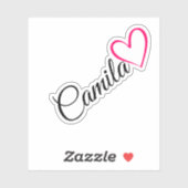 Gepersonaliseerde naam Roze Kalligrafie Hart Tekst Sticker (Vel)