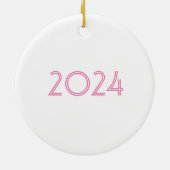 Gepersonaliseerde naam roze lelie bloem baby keramisch ornament (Achterkant)