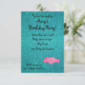 Gepersonaliseerde naam roze manatee turquoise glit kaart (Staand voorkant)