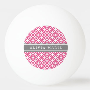 Gepersonaliseerde naam Roze Moderne Circles Patroo Pingpongbal