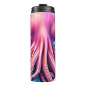 Gepersonaliseerde naam Roze Octopus Blue Ocean Wav Thermosbeker (Voorkant)