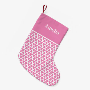 Gepersonaliseerde naam Roze patroon Kleine Kerstsok