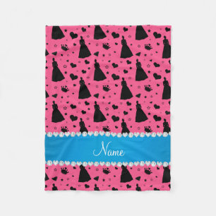 Gepersonaliseerde naam roze prinses harten sterren fleece deken