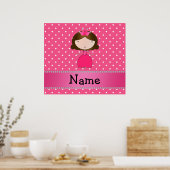 Gepersonaliseerde naam roze prinses roze polka dot poster (Keuken)