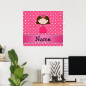 Gepersonaliseerde naam roze prinses roze polka dot poster (Thuiskantoor)