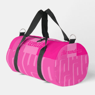 Gepersonaliseerde naam roze retro patroon plunjezak