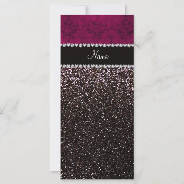Gepersonaliseerde naam roze roze vouw zwarte glitt (Voorkant)