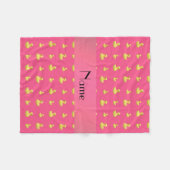Gepersonaliseerde naam roze rubbereenpatroon fleece deken (Voorkant (Horizontaal))