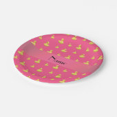 Gepersonaliseerde naam roze rubbereenpatroon papieren bordje (Gekanteld)
