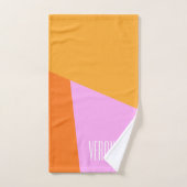Gepersonaliseerde naam Roze Sinaasappel Geel Geome Bad Handdoek (Handdoek)