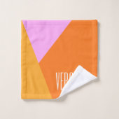 Gepersonaliseerde naam Roze Sinaasappel Geel Geome Bad Handdoek (Wasdoekje)