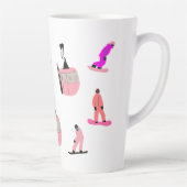 Gepersonaliseerde naam Roze Snowboard Snowboarden Latte Mok (Rechts)