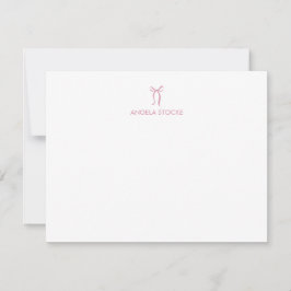 Gepersonaliseerde naam roze strik notitiekaartje