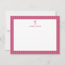 Gepersonaliseerde naam roze strik notitiekaartje