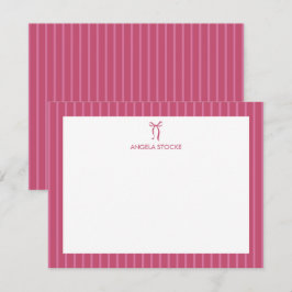 Gepersonaliseerde naam roze strik notitiekaartje