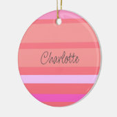 Gepersonaliseerde naam Roze Stripes Kerstmis Keramisch Ornament (Links)