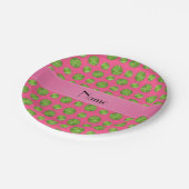 Gepersonaliseerde naam roze tennisballen patroon papieren bordje (Gekanteld)