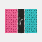 Gepersonaliseerde naam roze turkooisepatroon fleece deken (Voorkant (Horizontaal))