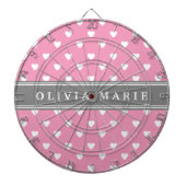 Gepersonaliseerde naam Roze wit hartpatroon Dartbord (Voorkant)