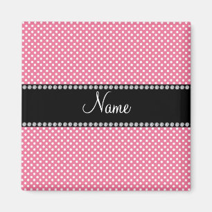 Gepersonaliseerde naam roze witte poka punts small magneet