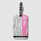 Gepersonaliseerde naam Roze & Zwart Modern Bagagel Bagagelabel (Voorkant (verticaal))