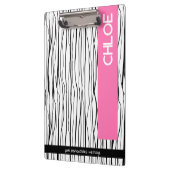 Gepersonaliseerde naam Roze & Zwart Modern Klembord (Links)