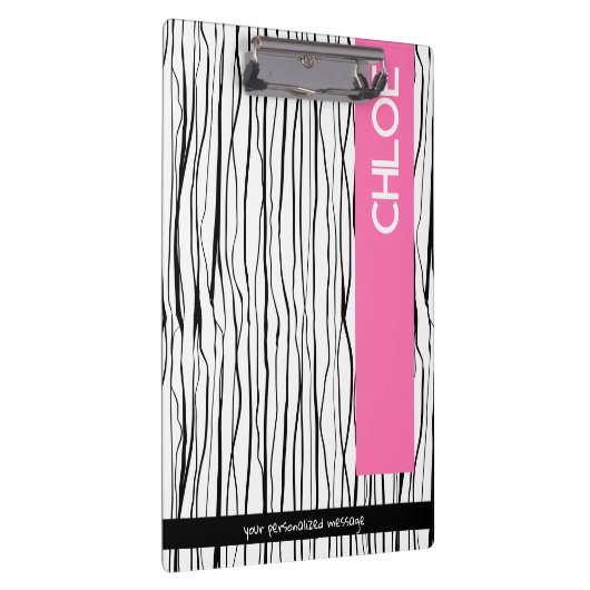 Gepersonaliseerde naam Roze & Zwart Modern Klembord (Rechts)