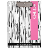 Gepersonaliseerde naam Roze & Zwart Modern Klembord (Voorkant)