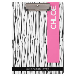 Gepersonaliseerde naam Roze & Zwart Modern Klembord